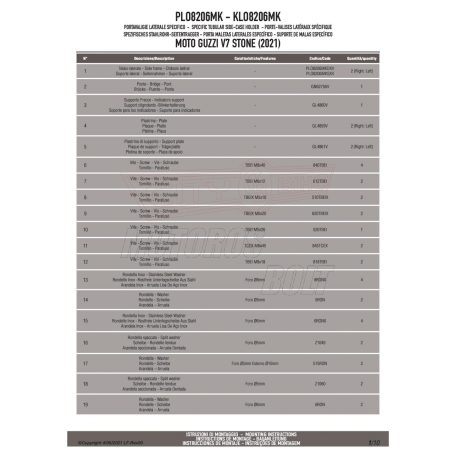 Oldaldoboz tartó cső MOTO GUZZI V7 STONE 850 (21 > 24) GIVI Monokey dobozhoz