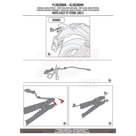 Oldaldoboz tartó cső MOTO GUZZI V7 STONE 850 (21 > 24) GIVI Monokey dobozhoz