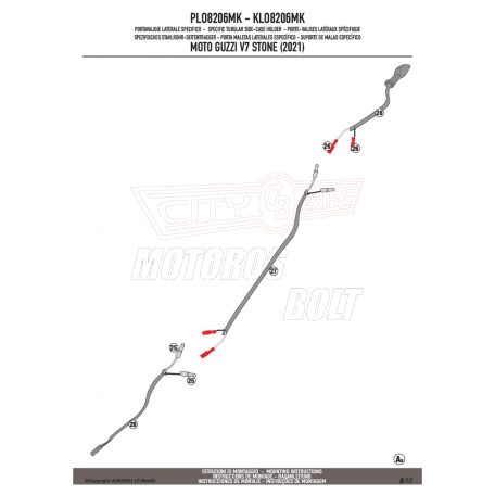 Oldaldoboz tartó cső MOTO GUZZI V7 STONE 850 (21 > 24) GIVI Monokey dobozhoz