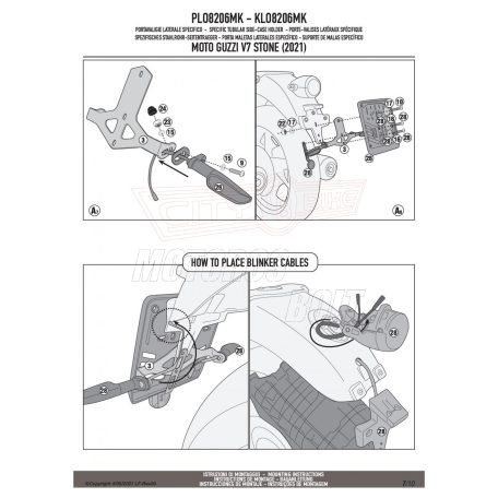 Oldaldoboz tartó cső MOTO GUZZI V7 STONE 850 (21 > 24) GIVI Monokey dobozhoz