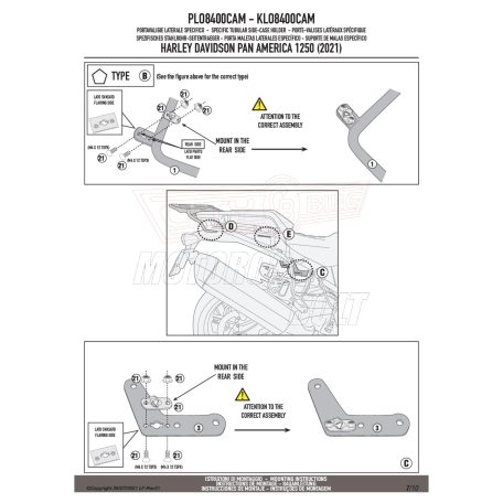 Oldaldoboz tartó cső GIVI PLO8400CAM Trekker Out