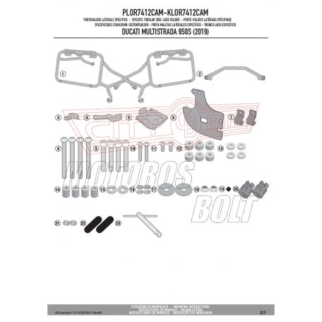 Oldaldoboz tartó cső DUCATI Multistrada 950 S (2019-2021) / DUCATI Multistrada Enduro 1260 (2019-2021) GIVI Trekker Outback dobozhoz