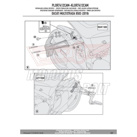 Oldaldoboz tartó cső DUCATI Multistrada 950 S (2019-2021) / DUCATI Multistrada Enduro 1260 (2019-2021) GIVI Trekker Outback dobozhoz