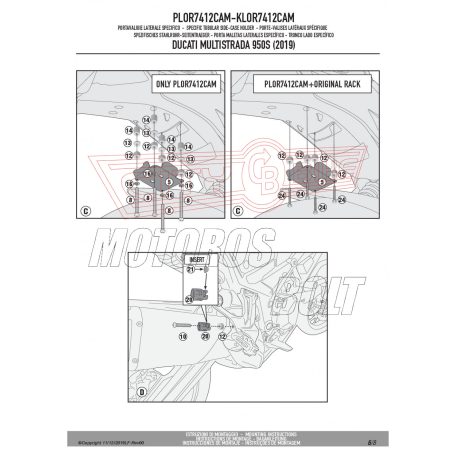 Oldaldoboz tartó cső DUCATI Multistrada 950 S (2019-2021) / DUCATI Multistrada Enduro 1260 (2019-2021) GIVI Trekker Outback dobozhoz