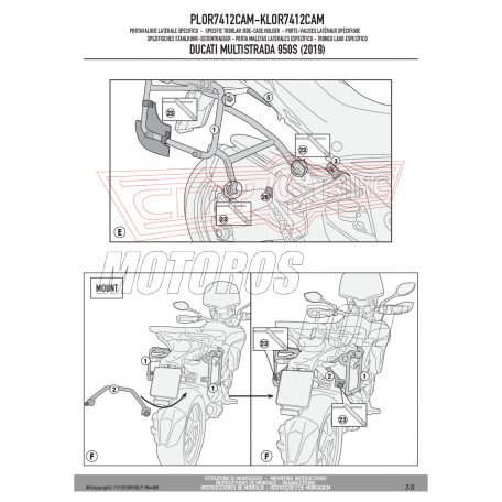 Oldaldoboz tartó cső DUCATI Multistrada 950 S (2019-2021) / DUCATI Multistrada Enduro 1260 (2019-2021) GIVI Trekker Outback dobozhoz