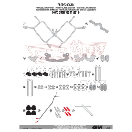 Oldaldoboz tartó cső MOTO GUZZI V85 TT (2019-2023) GIVI Trekker Outback dobozhoz