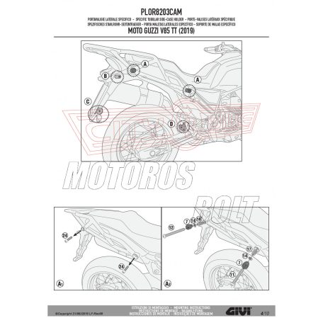 Oldaldoboz tartó cső MOTO GUZZI V85 TT (2019-2023) GIVI Trekker Outback dobozhoz