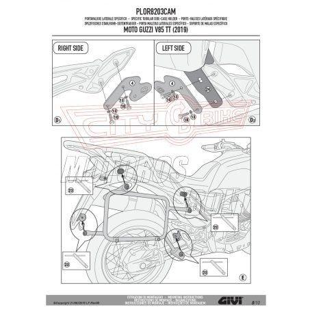 Oldaldoboz tartó cső MOTO GUZZI V85 TT (2019-2023) GIVI Trekker Outback dobozhoz
