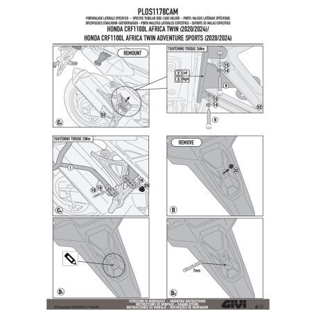 Oldaldoboz tartó cső HONDA CRF1100L Africa Twin (2020-2025), HONDA CRF1100L Africa Twin Adventure Sports (2020-2025) GIVI Trekker Outback dobozhoz