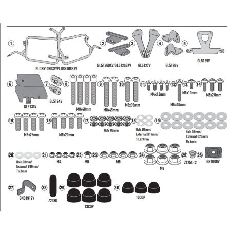Oldaldoboz tartó cső BMW R 1200 GS Adventure (2014-2018), BMW R 1200 GS (2013-2018), BMW R 1250 GS (2019-2023), BMW R 1250 GS Adventure (2019-2024) GIVI Trekker Outback dobozhoz