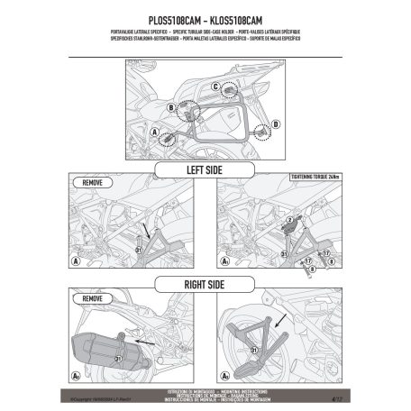 Oldaldoboz tartó cső BMW R 1200 GS Adventure (2014-2018), BMW R 1200 GS (2013-2018), BMW R 1250 GS (2019-2023), BMW R 1250 GS Adventure (2019-2024) GIVI Trekker Outback dobozhoz