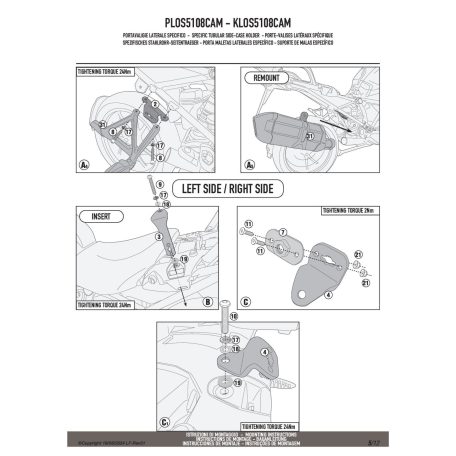 Oldaldoboz tartó cső BMW R 1200 GS Adventure (2014-2018), BMW R 1200 GS (2013-2018), BMW R 1250 GS (2019-2023), BMW R 1250 GS Adventure (2019-2024) GIVI Trekker Outback dobozhoz