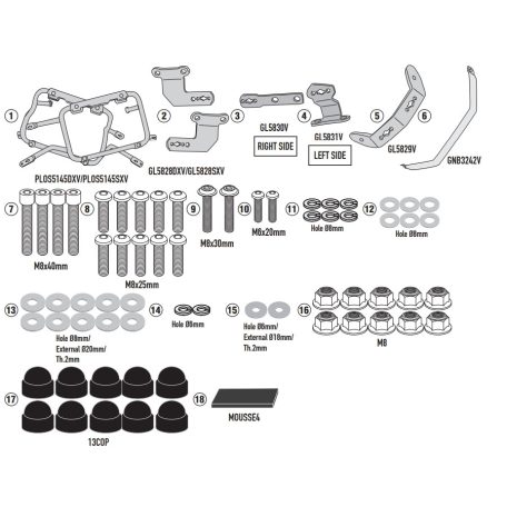 Oldaldoboz tartó cső BMW F 900 GS (2024-2025) GIVI Trekker Outback dobozhoz