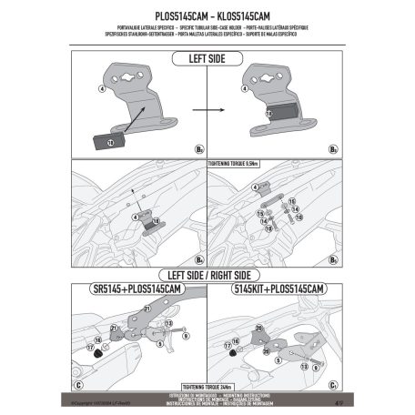 Oldaldoboz tartó cső BMW F 900 GS (2024-2025) GIVI Trekker Outback dobozhoz