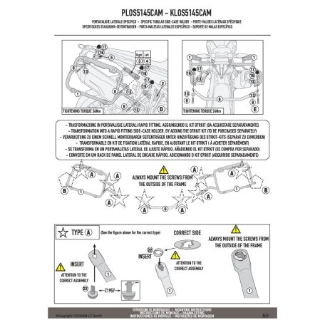 Oldaldoboz tartó cső BMW F 900 GS (2024-2025) GIVI Trekker Outback dobozhoz