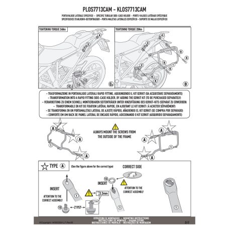 Oldaldoboz tartó cső KTM 1290 Super Adventure R / S (2021-2025) GIVI Trekker Outback dobozhoz