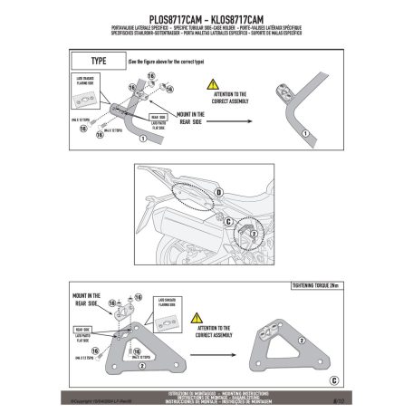 Oldaldoboz tartó cső BENELLI TRK702 (2023-2025), BENELLI TRK702 X (2023-2025) GIVI Trekker Outback dobozhoz