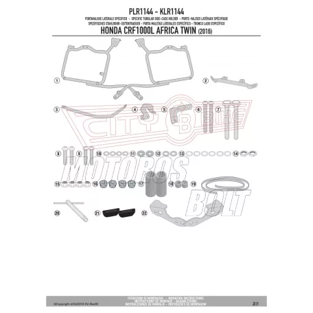 Oldaldoboz tartó cső Honda CRF 1000 L Africa Twin (2016-2017) GIVI Trekker Outback dobozhoz