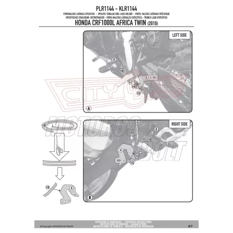 Oldaldoboz tartó cső Honda CRF 1000 L Africa Twin (2016-2017) GIVI Trekker Outback dobozhoz