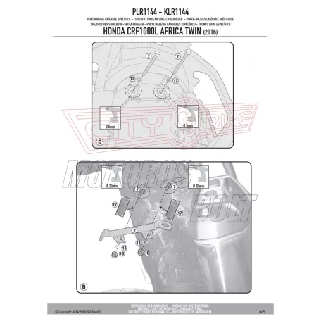 Oldaldoboz tartó cső Honda CRF 1000 L Africa Twin (2016-2017) GIVI Trekker Outback dobozhoz