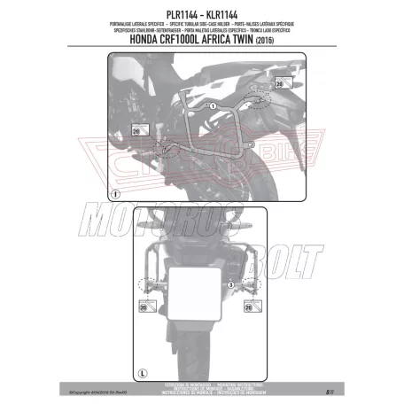 Oldaldoboz tartó cső Honda CRF 1000 L Africa Twin (2016-2017) GIVI Trekker Outback dobozhoz