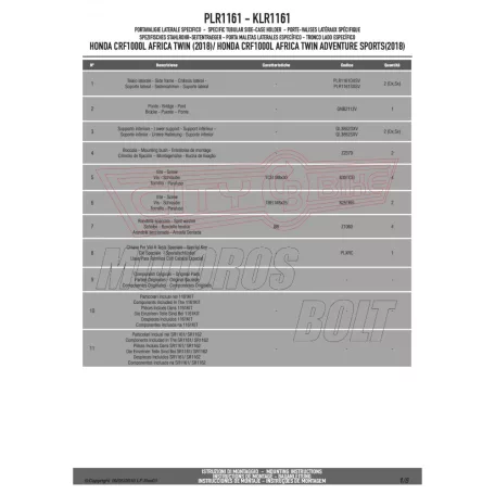 Oldaldoboz tartó cső Honda CRF 1000 L Africa Twin (2018) / Honda CRF 1000 L Africa Twin Adventure Sports (2018) GIVI
