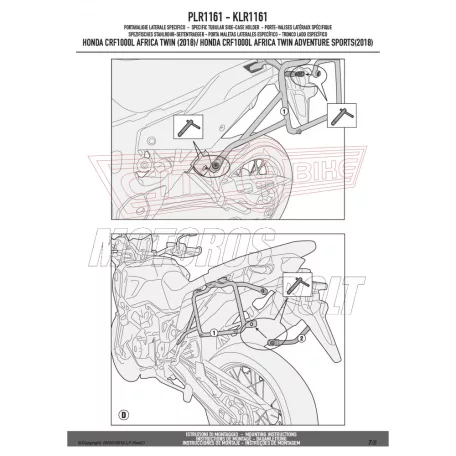 Oldaldoboz tartó cső Honda CRF 1000 L Africa Twin (2018) / Honda CRF 1000 L Africa Twin Adventure Sports (2018) GIVI