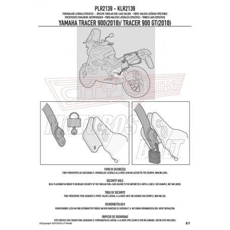 Oldaldoboz tartó cső Yamaha Tracer 900 / Tracer 900 GT (2018-2019) GIVI