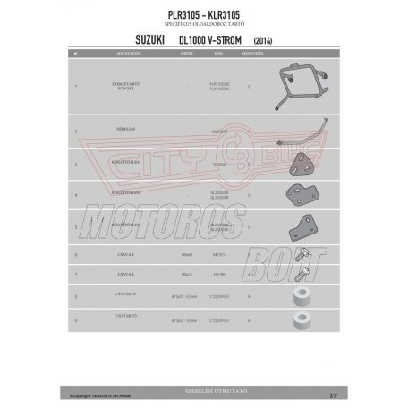 Oldaldoboz tartó cső SUZUKI DL 1000 V-STROM (14-16) / Suzuki DL 1000 V-Strom (2017-2018) GIVI