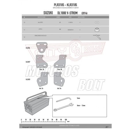 Oldaldoboz tartó cső SUZUKI DL 1000 V-STROM (14-16) / Suzuki DL 1000 V-Strom (2017-2018) GIVI