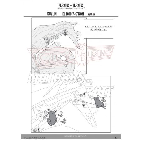 Oldaldoboz tartó cső SUZUKI DL 1000 V-STROM (14-16) / Suzuki DL 1000 V-Strom (2017-2018) GIVI