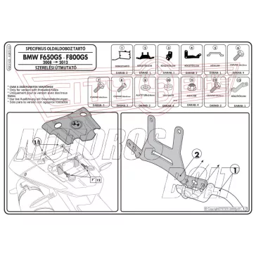   Oldaldoboz tartó cső BMW F 650 GS (08-17) / F 700 GS (13-17) / F 800 GS (08-17) GIVI