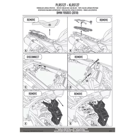 Oldaldoboz tartó cső BMW F 750 GS (2018-2019), (2020-2023) / BMW F 850 GS (2018-2019), (2020-2023) / F850 GS ADVENTURE (2019-2023) GIVI
