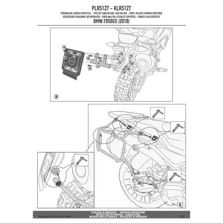 Oldaldoboz tartó cső BMW F 750 GS (2018-2019), (2020-2023) / BMW F 850 GS (2018-2019), (2020-2023) / F850 GS ADVENTURE (2019-2023) GIVI