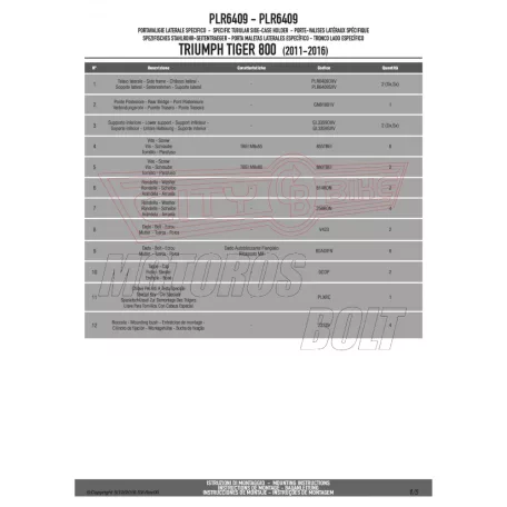 Oldaldoboz tartó cső TRIUMPH TIGER 800 / TIGER 800 XC / TIGER XR (2011-2017) GIVI
