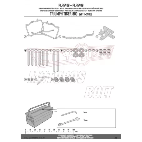 Oldaldoboz tartó cső TRIUMPH TIGER 800 / TIGER 800 XC / TIGER XR (2011-2017) GIVI