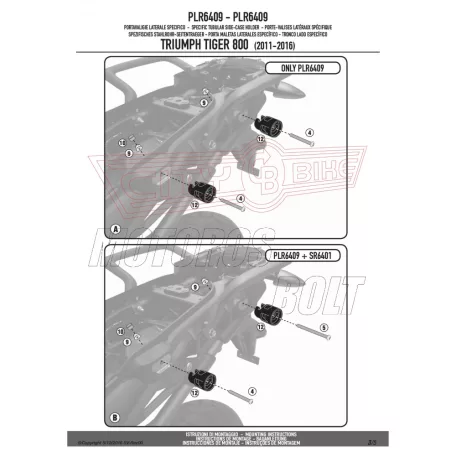 Oldaldoboz tartó cső TRIUMPH TIGER 800 / TIGER 800 XC / TIGER XR (2011-2017) GIVI