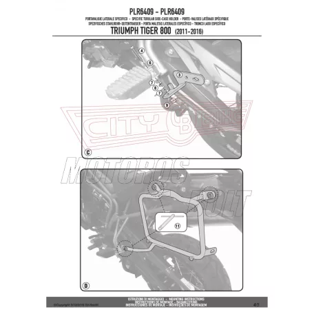 Oldaldoboz tartó cső TRIUMPH TIGER 800 / TIGER 800 XC / TIGER XR (2011-2017) GIVI
