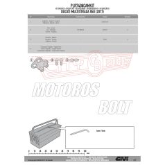   Kiegészítő szett oldaldoboz tartóhoz DUCATI Multistrada 950 (2017-2018) GIVI