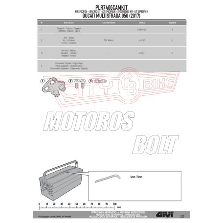 Kiegészítő szett oldaldoboz tartóhoz DUCATI Multistrada 950 (2017-2018) GIVI
