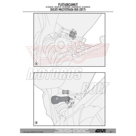 Kiegészítő szett oldaldoboz tartóhoz DUCATI Multistrada 950 (2017-2018) GIVI