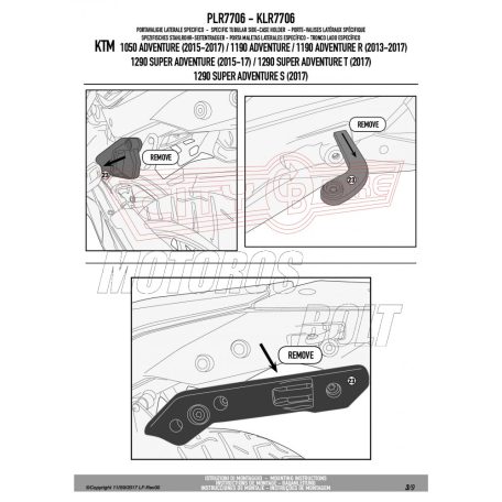 Oldaldoboz tartó cső KTM 1050 Adventure (2015-2016) / 1090 Adventure (2017-2018) / KTM 1190 Adventure / Adventure R (2013-2016) GIVI