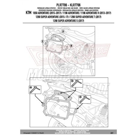 Oldaldoboz tartó cső KTM 1050 Adventure (2015-2016) / 1090 Adventure (2017-2018) / KTM 1190 Adventure / Adventure R (2013-2016) GIVI