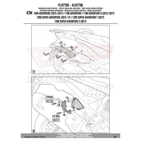Oldaldoboz tartó cső KTM 1050 Adventure (2015-2016) / 1090 Adventure (2017-2018) / KTM 1190 Adventure / Adventure R (2013-2016) GIVI