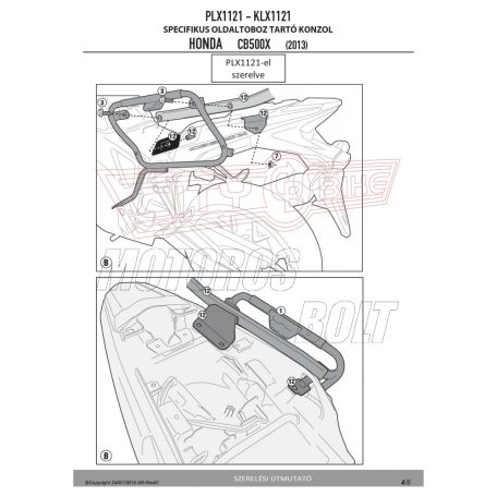 Oldaldoboz tartó cső HONDA CB 500 X (13-18) GIVI