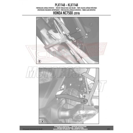 Oldaldoboz tartó cső Honda NC 750 S (2016-2018) / Honda NC 750 X (2016-2018) GIVI