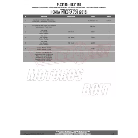 Oldaldoboz tartó cső Honda Integra 750 (2016-2018) GIVI