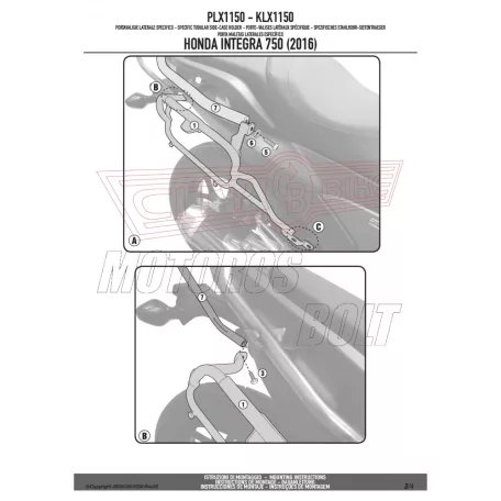 Oldaldoboz tartó cső Honda Integra 750 (2016-2018) GIVI