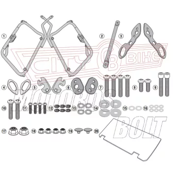   Oldaldoboz tartó cső Honda CB 500 X (2019-2023)/ NX 500 (2024-2025) GIVI