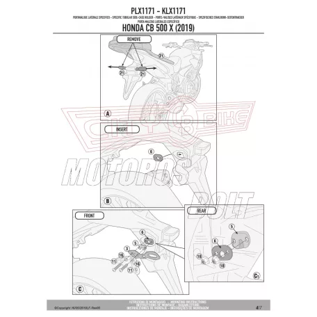Oldaldoboz tartó cső Honda CB 500 X (2019-2023)/ NX 500 (2024) GIVI